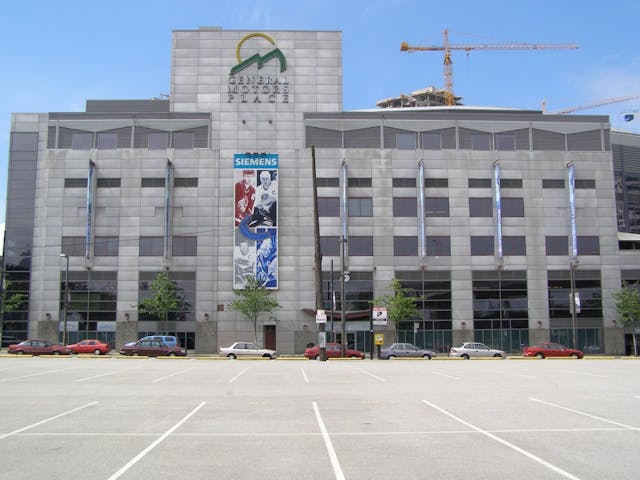 General Motors Place (Rogers Arena) - commercial exterior painting - paint stripping, hazardous disposal, grinding to bare steel
